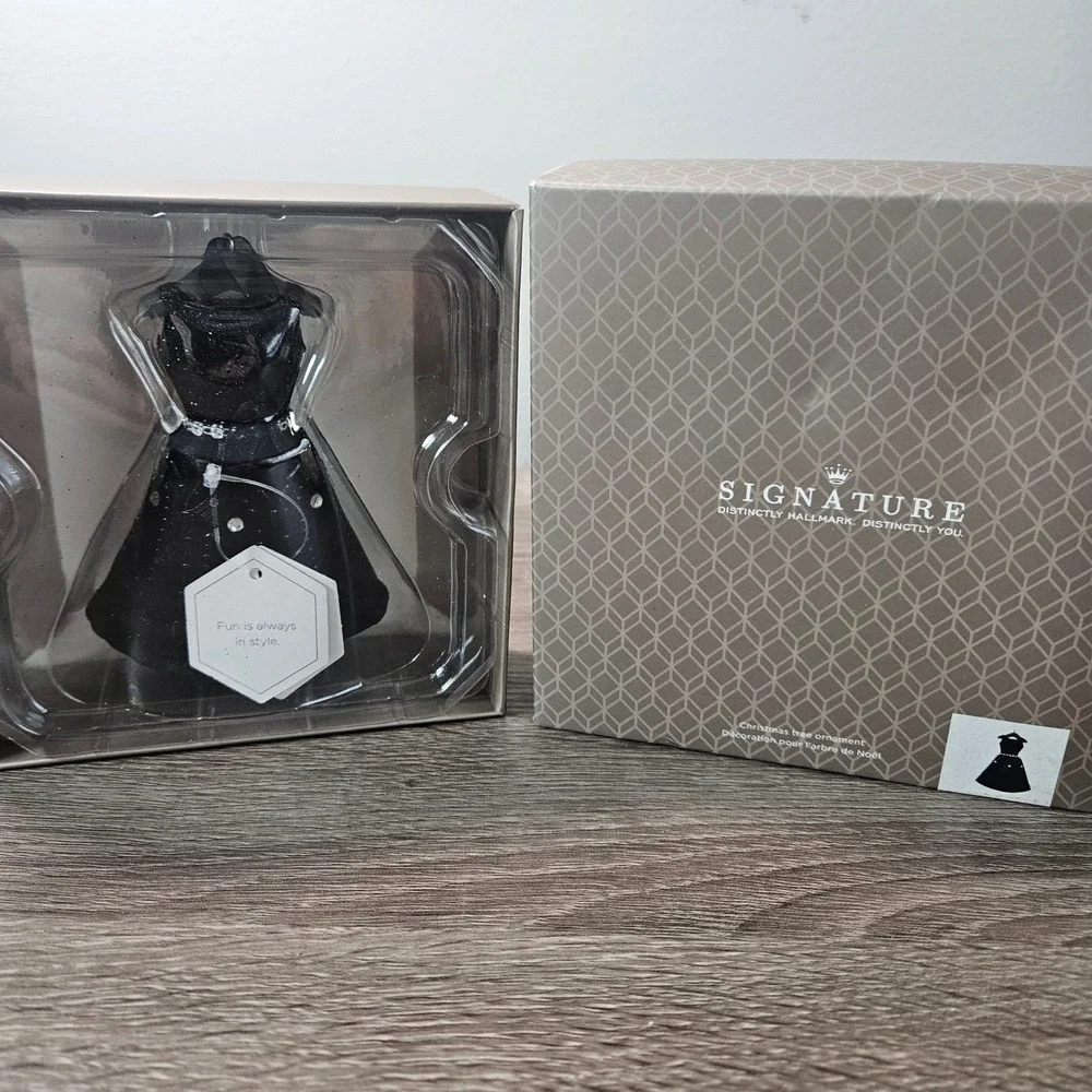Hallmark Signature Black Dress Christmas Ornament Glitter Rhinestone HDL2011 NIB